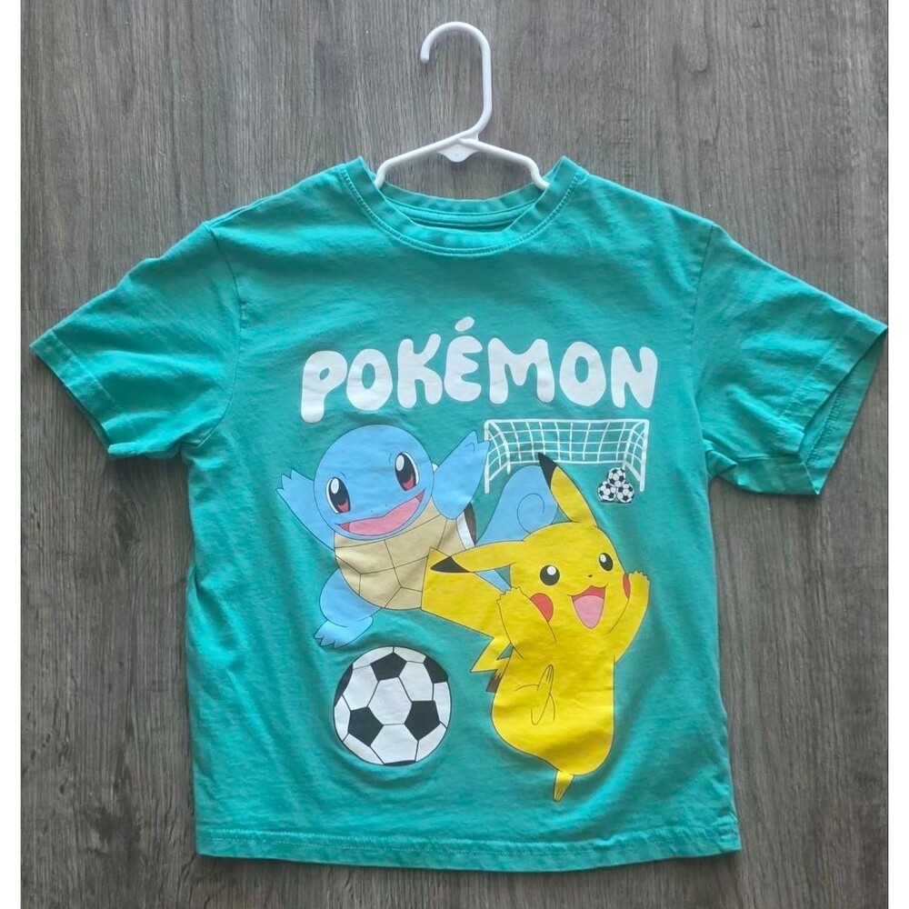 Primark Pokemon Kids T-Shirt turquoise Pikachu Bulbasaur Charmander Size M 7-8